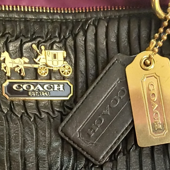 Coach Madison Sophia Black Gathered Italian Leathe - Picture 5 of 7